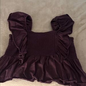 American Eagle Outfitters Deep Purple Ruffled Blouse